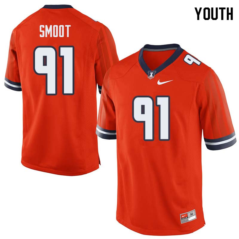 Youth #91 Dawuane Smoot Illinois Fighting Illini College Football Jerseys Sale-Orange